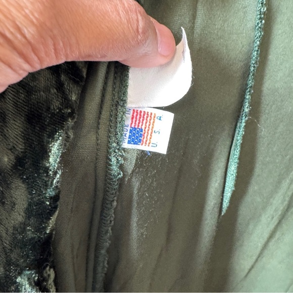 Vintage Double D Ranch Green Velvet Maxi Dress Western Pearl Snap Studded XS - Picture 7 of 16